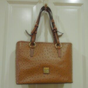 Dooney & Bourke Caramel Ostrich Small Briana Shoulder Bag with Pouch